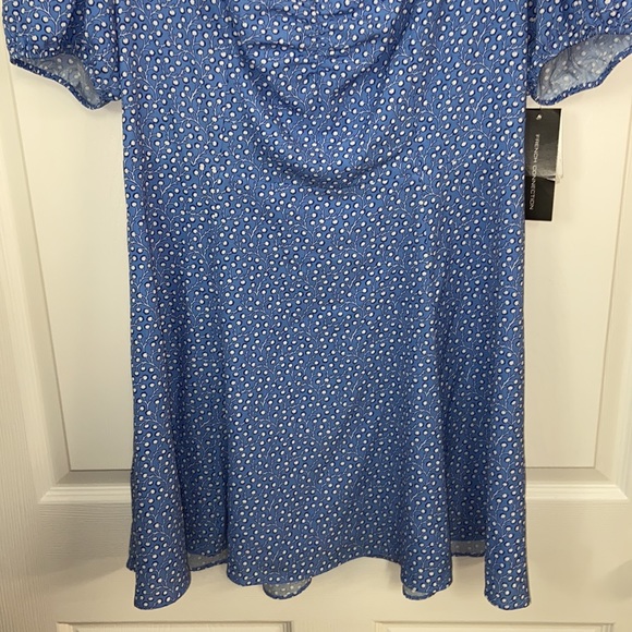 NWT French Connection Chalk Blue Floral Puff Sleeve Smocked Dress Womens Sz 12 - Picture 4 of 9